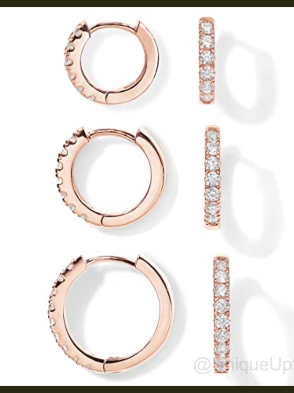 14K Gold Plated Cubic Zirconia Huggie Hoop Earrings Set of 3